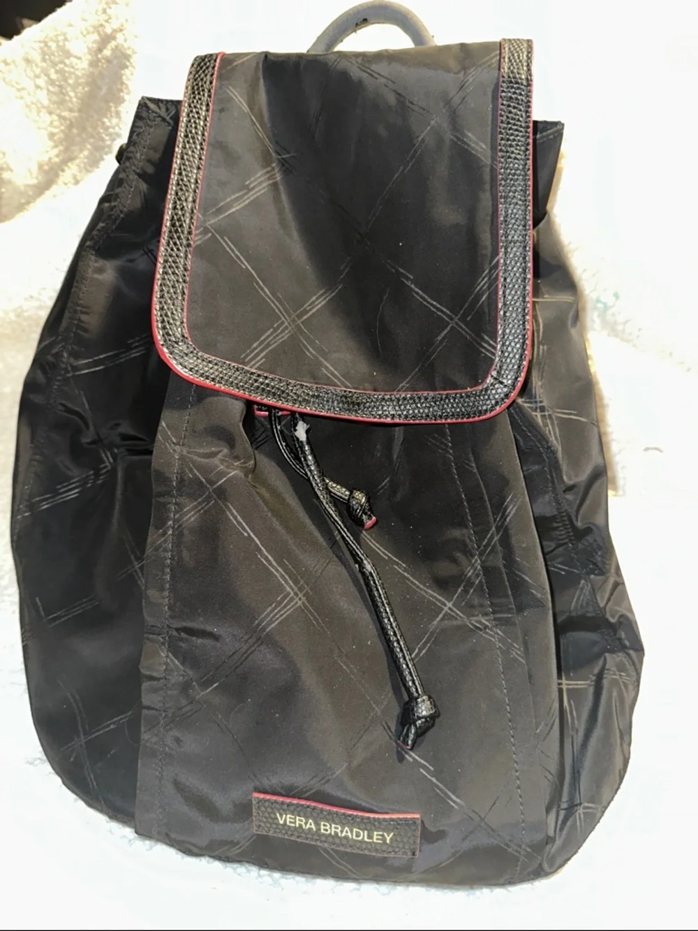 Vera Bradley Black Backpack with Red Trim Accents